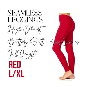 Zenana Outfitters Seamless Full Length Classic Leggings: Red L/XL NWT